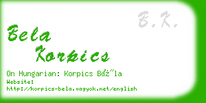 bela korpics business card